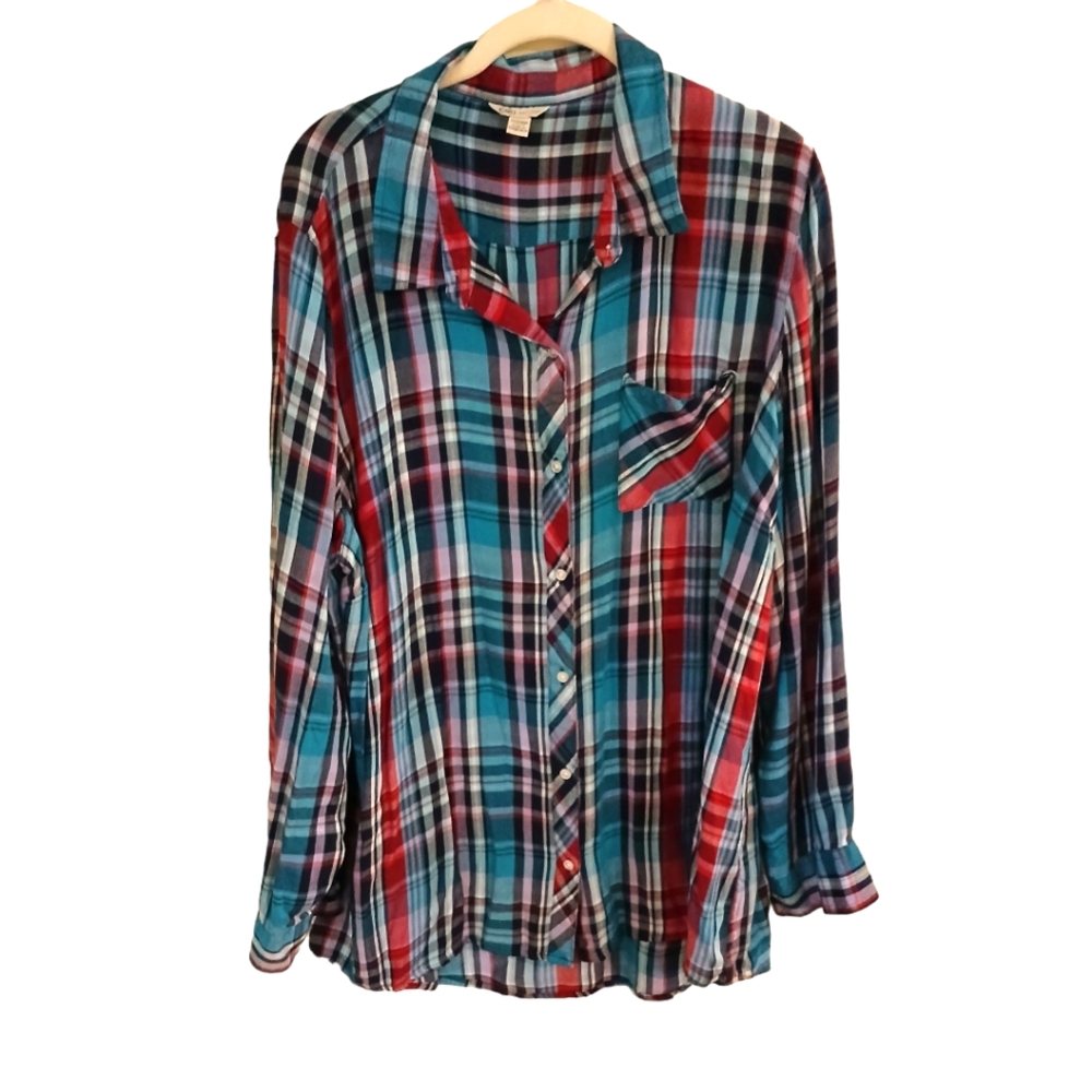 Cato Women's Classic Fall Plaid Rsyon Shirt Size 22/24 W